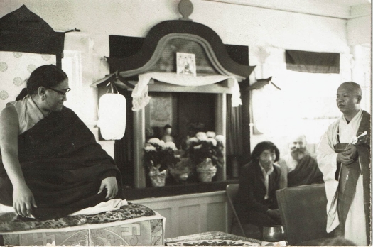 black and white photo from 19703 of sakya trizin and others 